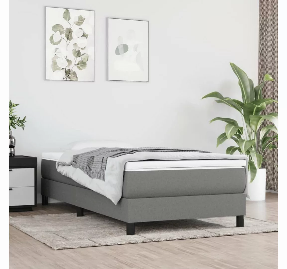 furnicato Bett Boxspringbett mit Matratze Dunkelgrau 80x200 cm Stoff günstig online kaufen