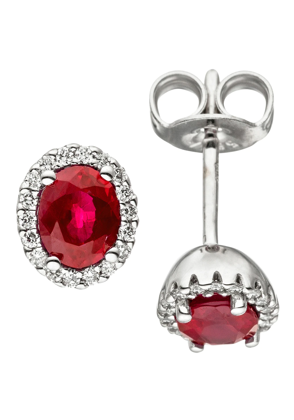 JOBO Paar Ohrstecker "Ovale Ohrringe mit Rubin und 36 Diamanten", 585 Weißg günstig online kaufen