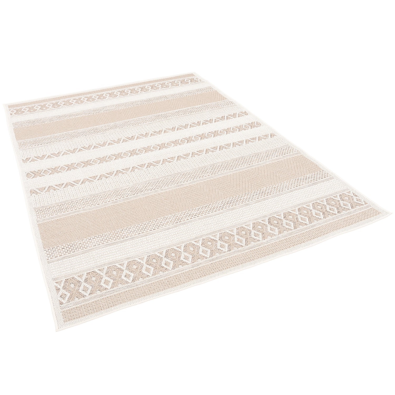 Pergamon In & Outdoor Teppich Flachgewebe Ottawa Stripes Beige 80x150cm günstig online kaufen
