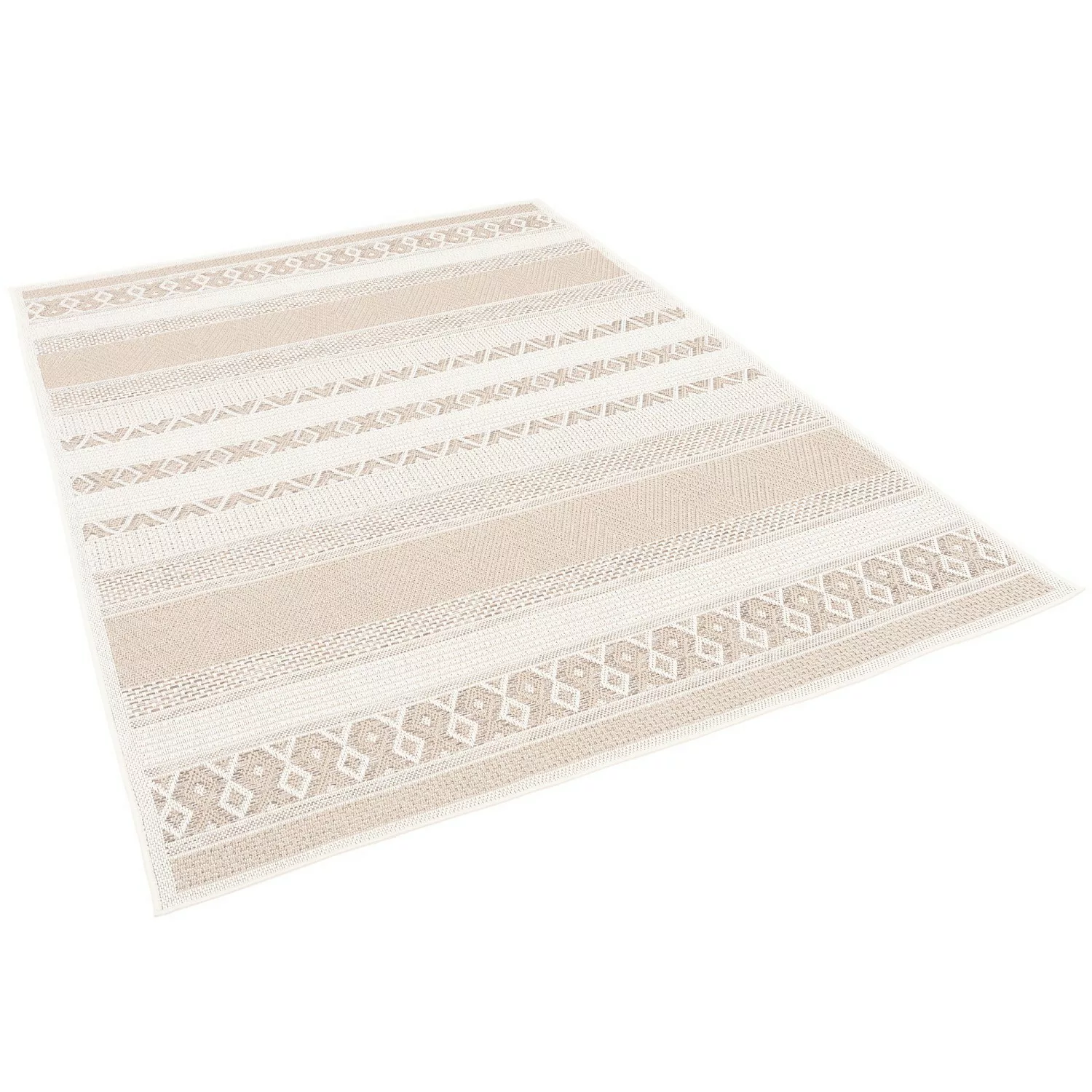 Pergamon In & Outdoor Teppich Flachgewebe Ottawa Stripes Beige 80x150cm günstig online kaufen