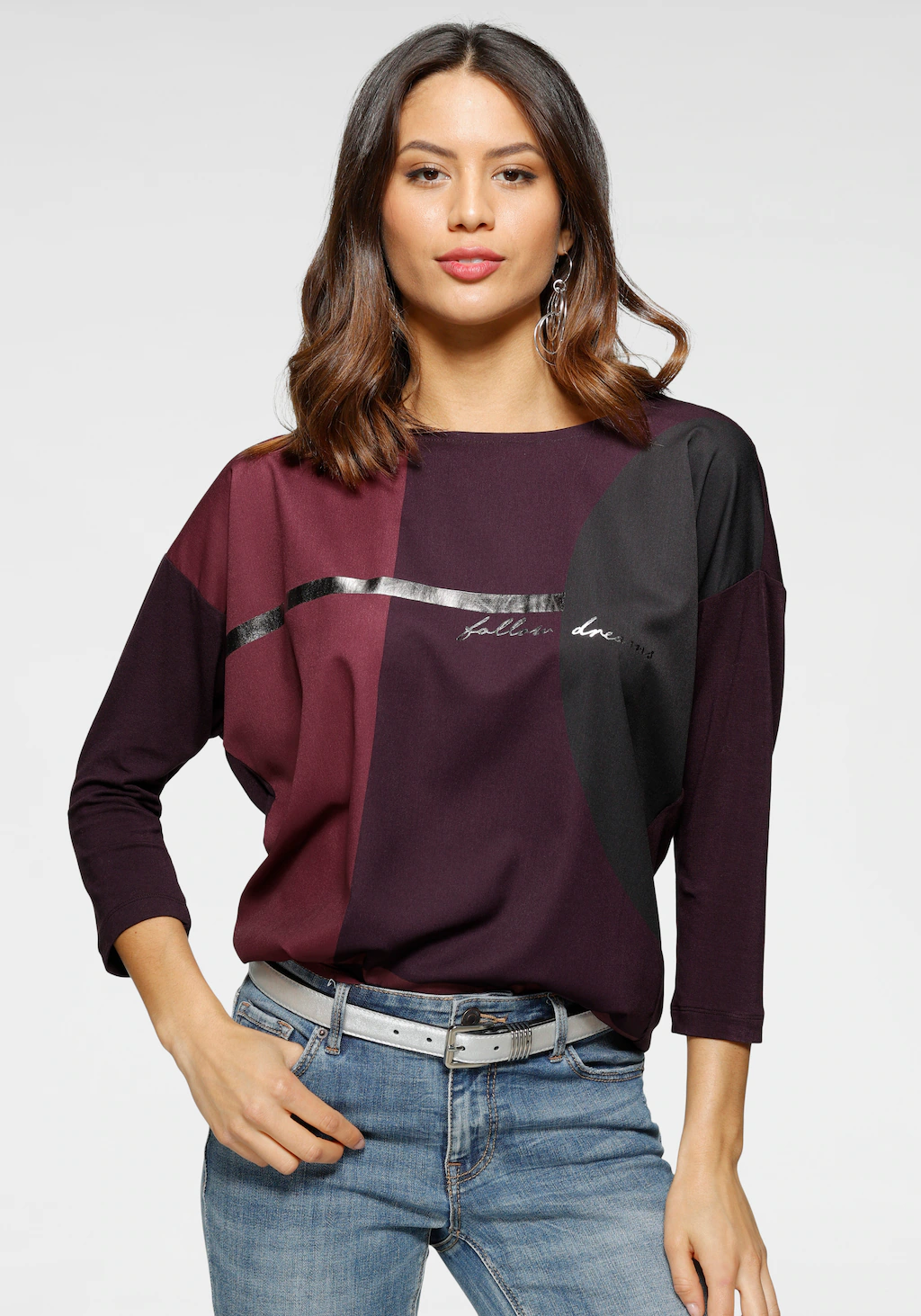 Laura Scott Shirtbluse, im Materialmix mit Folienprint - NEUE FARBEN günstig online kaufen