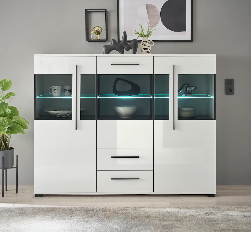 INOSIGN Highboard "Cantara, moderner Schrank, Vitrine in Eiche Dekor oder w günstig online kaufen