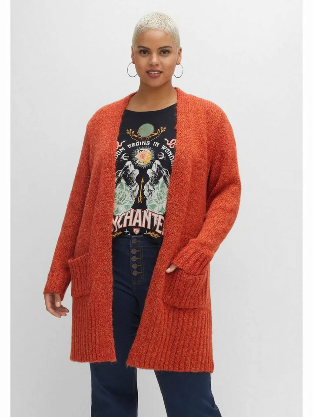 sheego by Joe Browns Longstrickjacke Große Größen in melierter Optik günstig online kaufen