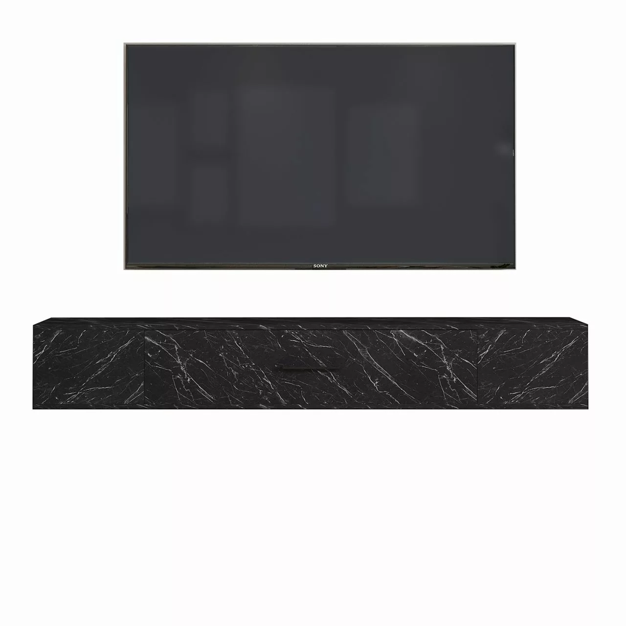 TV-Lowboard Acworth schwarz Marmor Optik B/H/T: ca. 160x30x29,6 cm günstig online kaufen