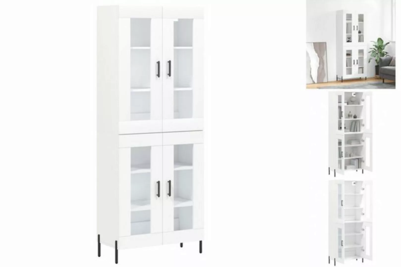 vidaXL Vitrine Highboard Weiß 69,5x34x180 cm Spanplatte Glas Vitrine günstig online kaufen