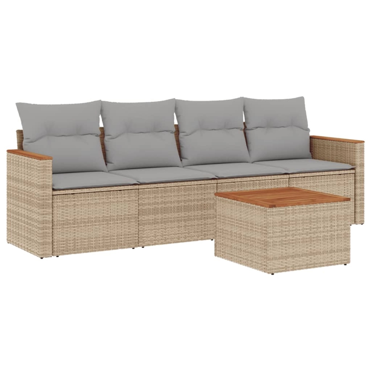 vidaXL 5-Tlg Garten-Sofagarnitur mit Kissen Beige Poly Rattan 3258181 günstig online kaufen