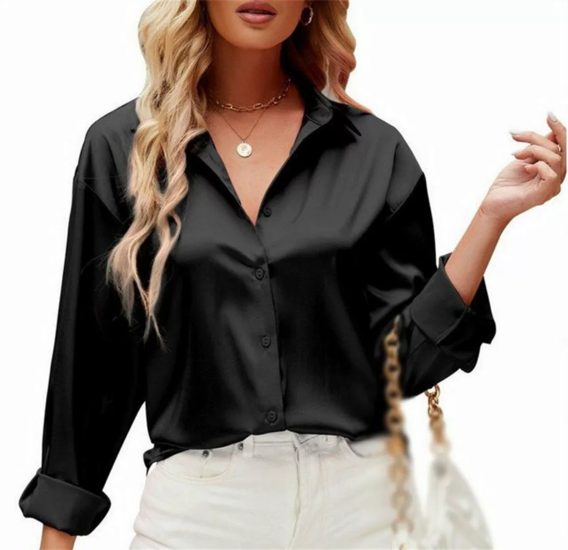 AFAZ New Trading UG Hemdbluse Damen Blusen Einfarbiger V-Ausschnitt lässig günstig online kaufen