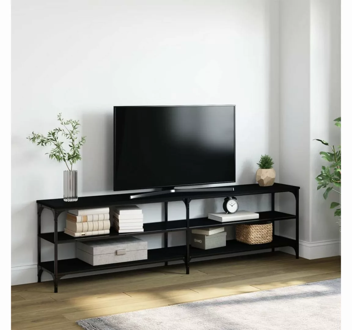 furnicato TV-Schrank Schwarz 180x30x50 cm Holzwerkstoff und Metall günstig online kaufen
