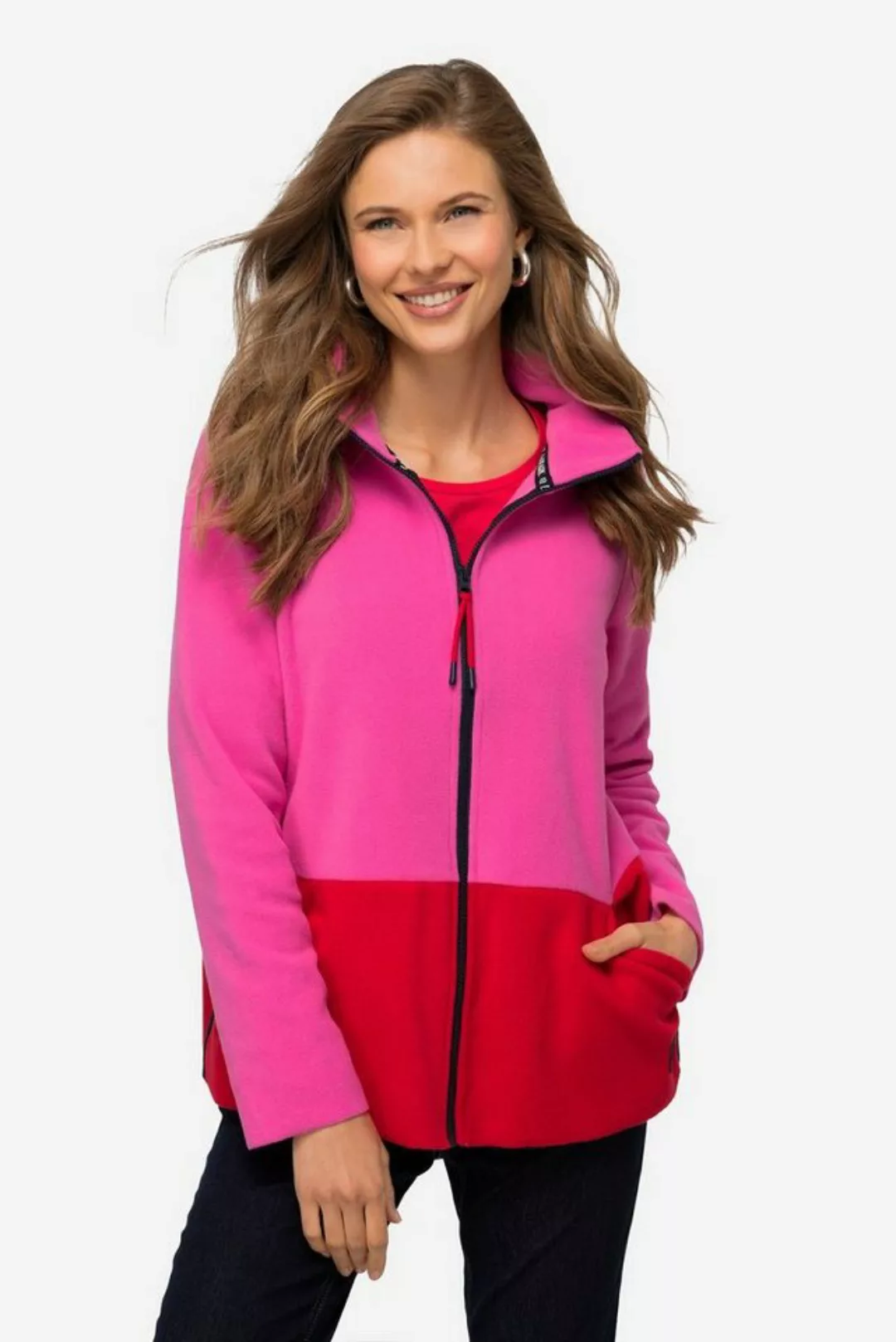 Laurasøn Sweatjacke Fleecejacke Colorblocking Rundhals Zipper Langam günstig online kaufen