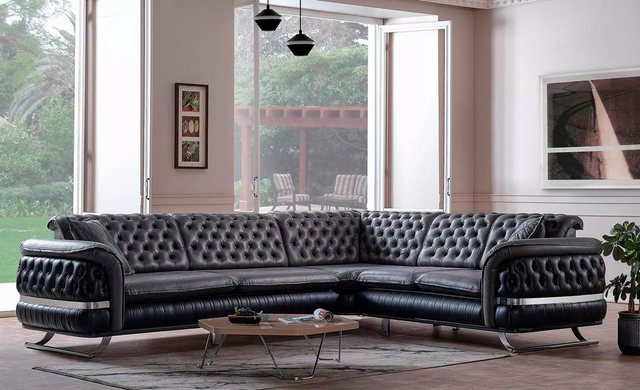 Xlmoebel Ecksofa Ecksofa Wohnlandschaft Schwarz L-Form XXL Neu Chesterfield günstig online kaufen