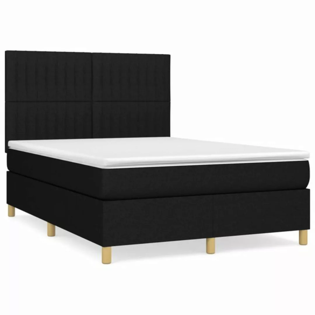 vidaXL Boxspringbett Boxspringbett mit Matratze Schwarz 140x200 cm Stoff Be günstig online kaufen