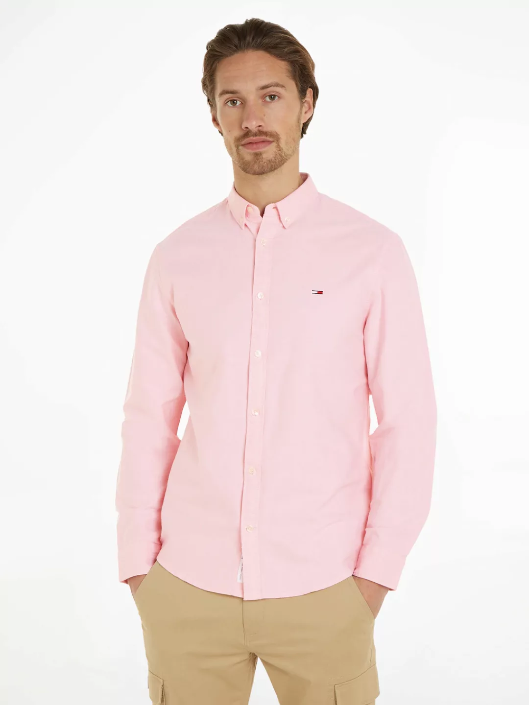 Tommy Jeans Langarmhemd TJM ENTRY REG OXFORD SHIRT mit Logoprägung günstig online kaufen
