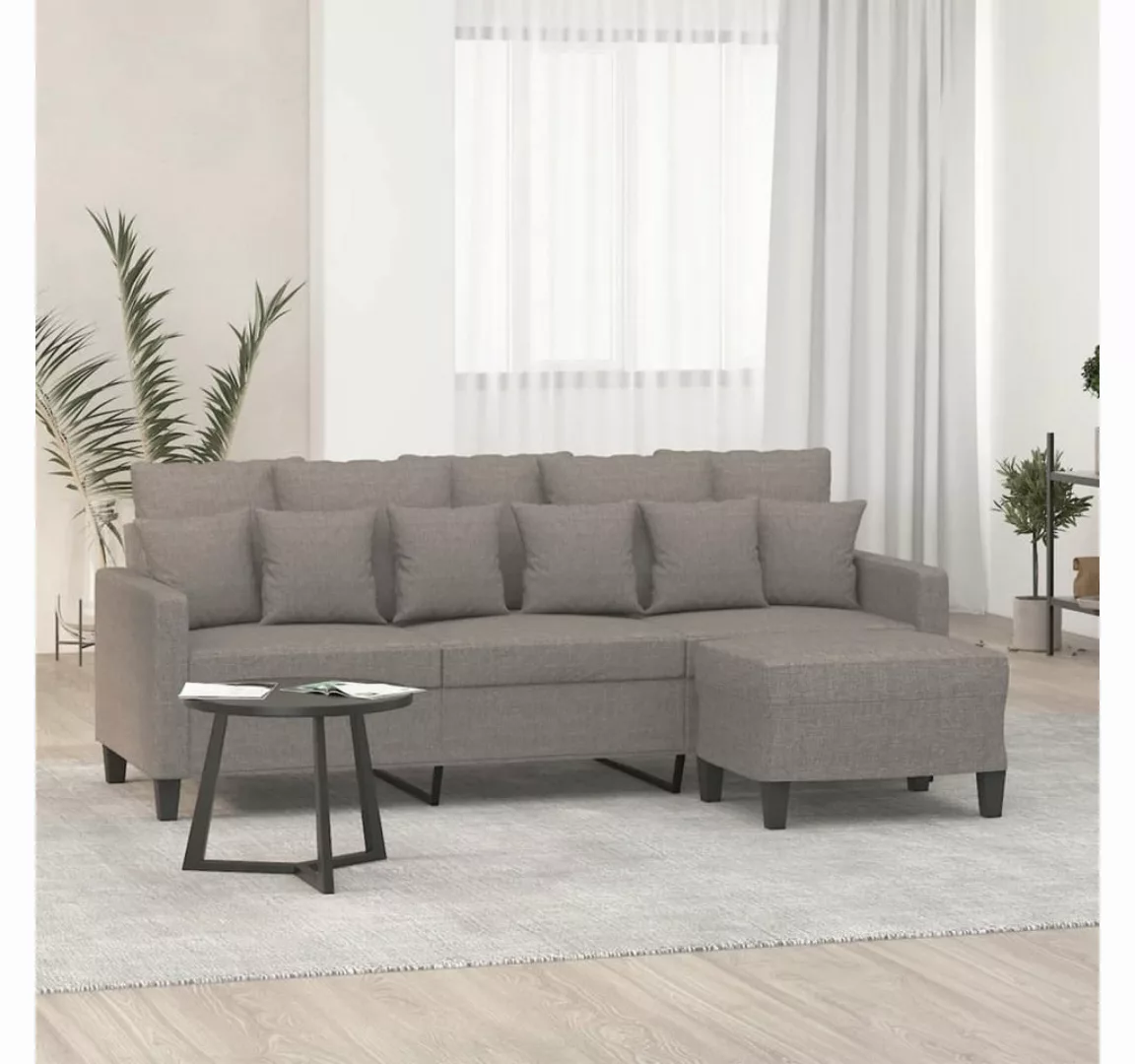 vidaXL Sofa 3-Sitzer-Sofa mit Hocker 180 cm Stoff, Hellgrau günstig online kaufen