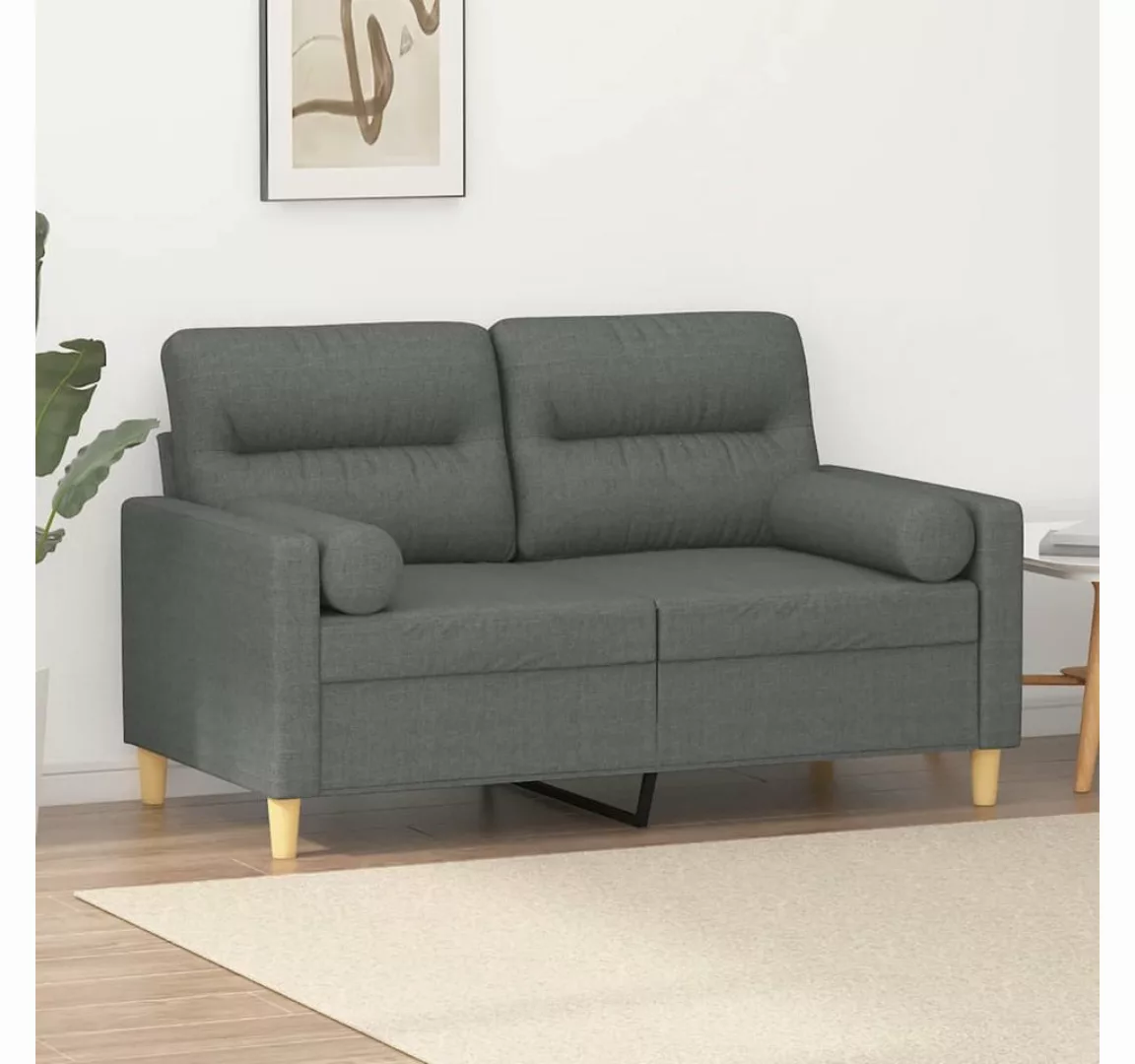 vidaXL Sofa, 2-Sitzer-Sofa mit Zierkissen Creme 120 cm Stoff günstig online kaufen