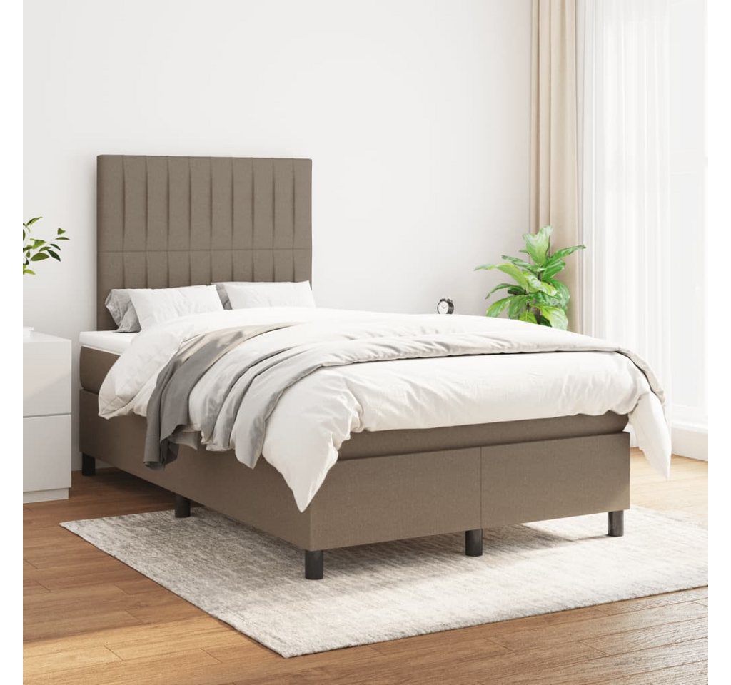 vidaXL Boxspringbett Boxspringbett mit Matratze Taupe 120x200 cm Stoff Bett günstig online kaufen