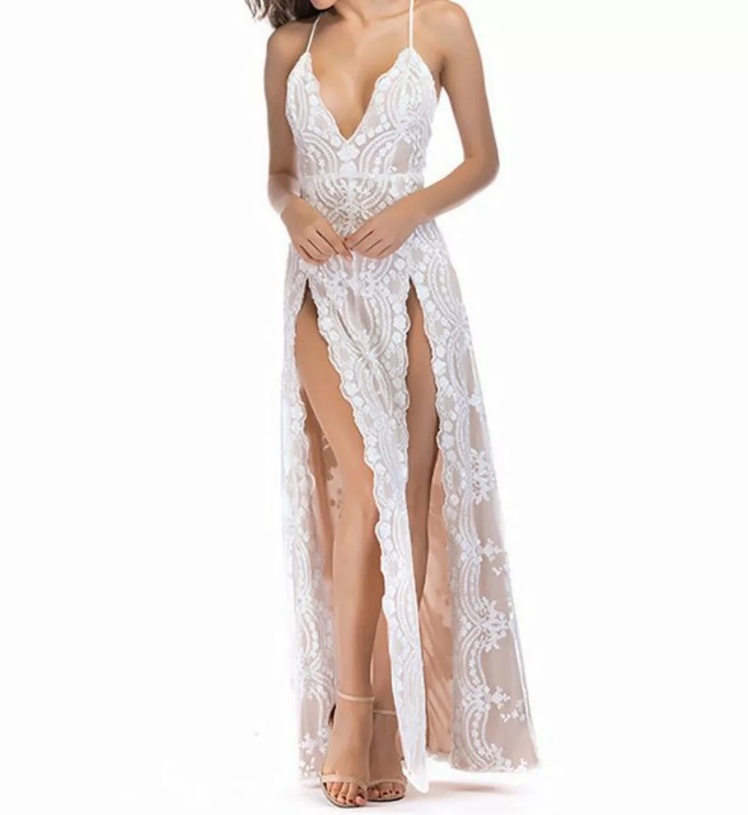AFAZ New Trading UG Abendkleid Sexy rückenfreies Pailletten-Schlitzkleid fü günstig online kaufen