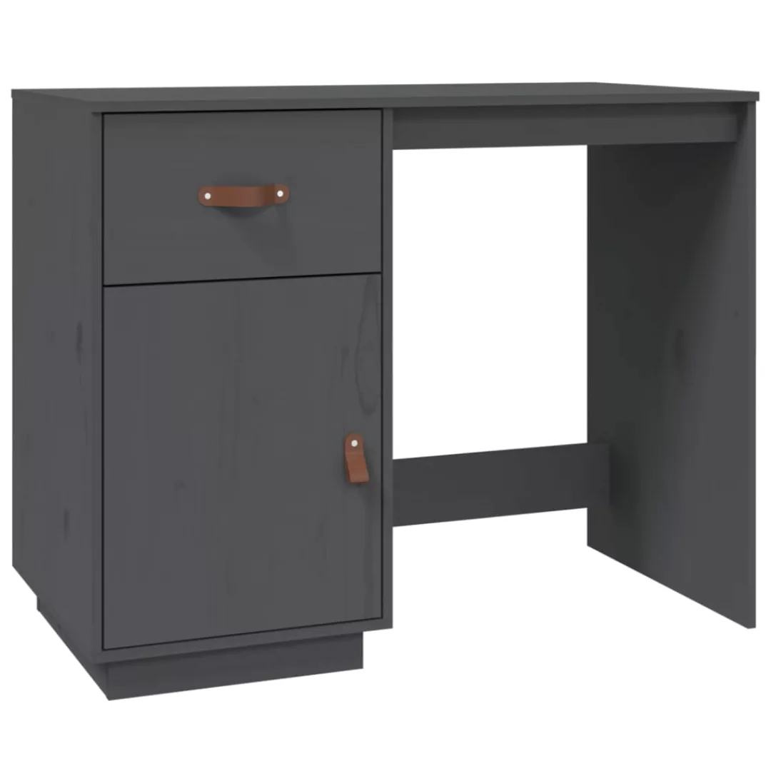 Vidaxl Schreibtisch Grau 95x50x75cm Massivholz Kiefer günstig online kaufen
