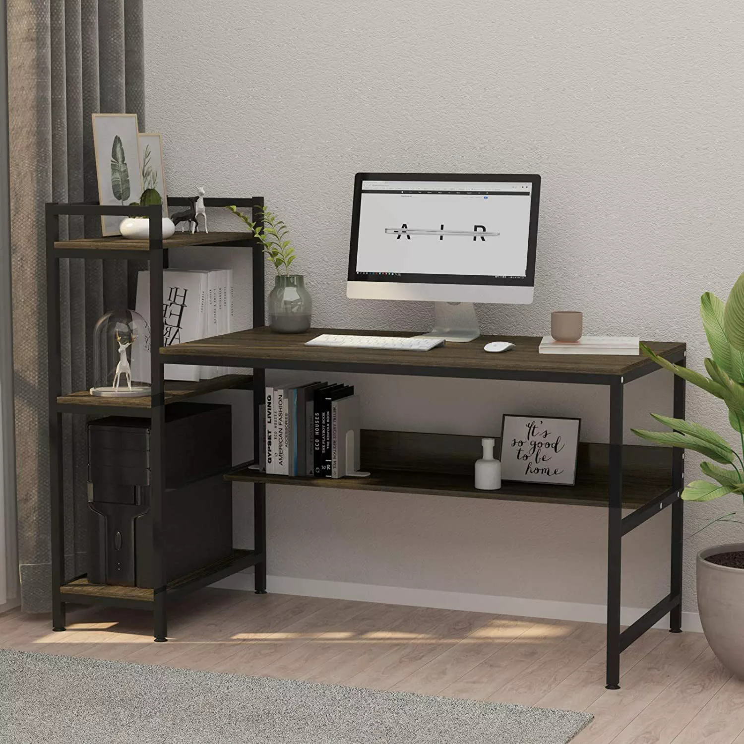 NAIMP Computertisch Schreibtisch mit Ablage Bürotisch günstig online kaufen