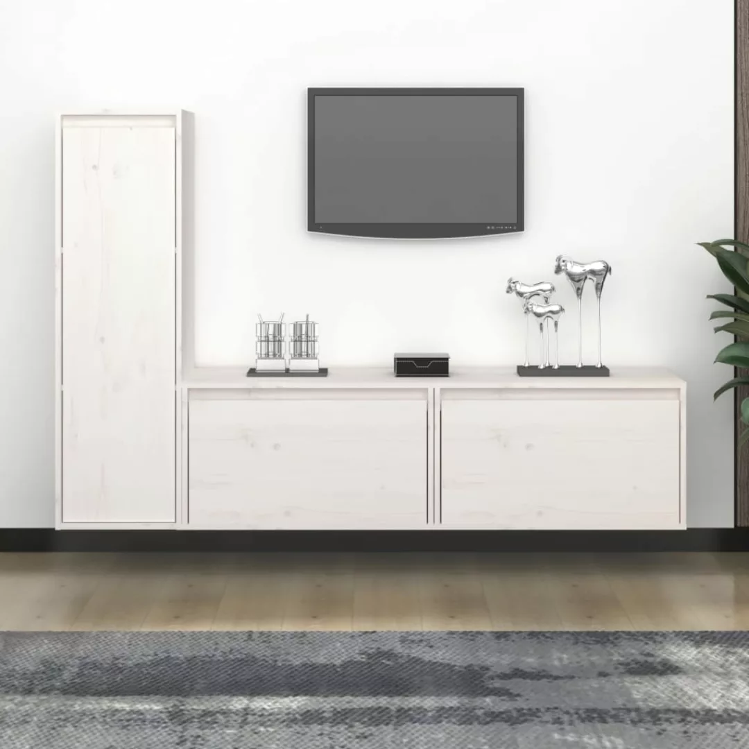 Vidaxl Tv-schränke 3 Stk. Weiß Massivholz Kiefer günstig online kaufen