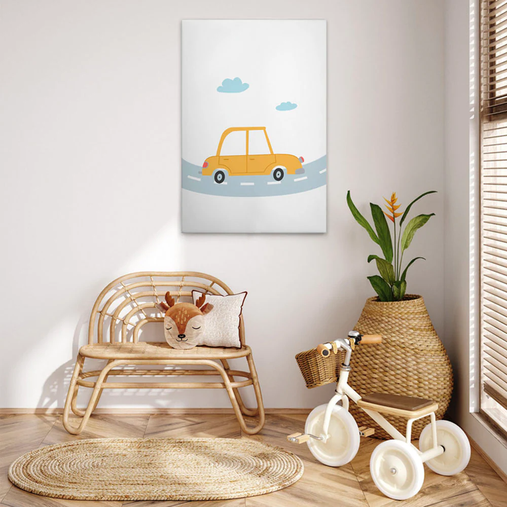 A.S. Création Leinwandbild "Cars 1 - Wandbild Weiß Gelb Blau Keilrahmen Kun günstig online kaufen