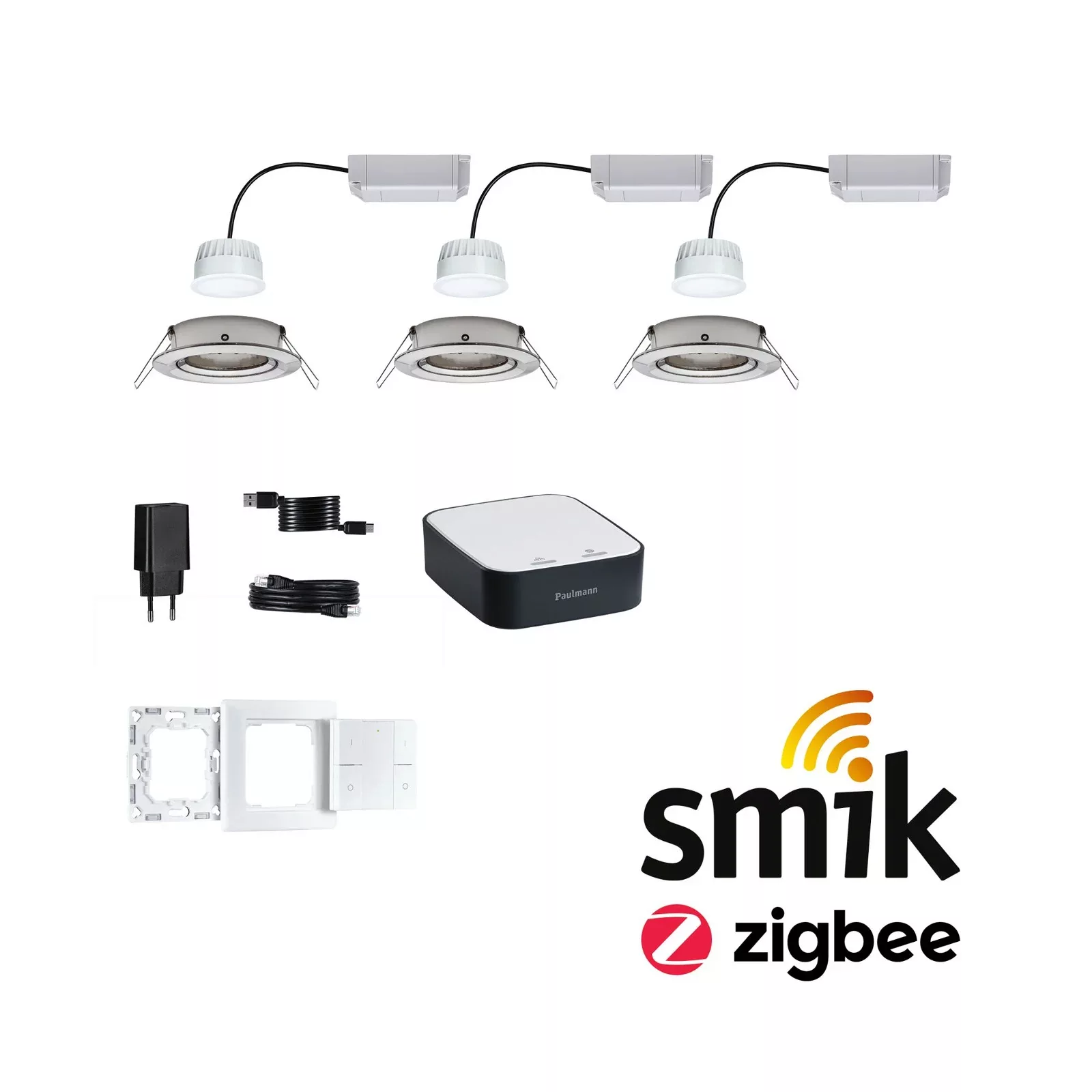 Smartes Zigbee 3.0 LED Starter Set Nova Plus Coin in Eisen-gebürstet 3x 5,2 günstig online kaufen