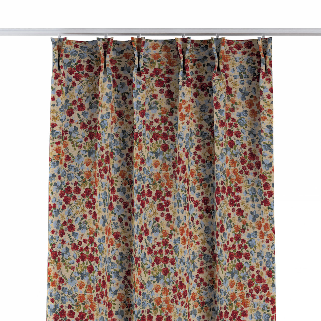 Vorhang mit flämischen 2-er Falten, rot- blau, Intenso Premium (144-30) günstig online kaufen