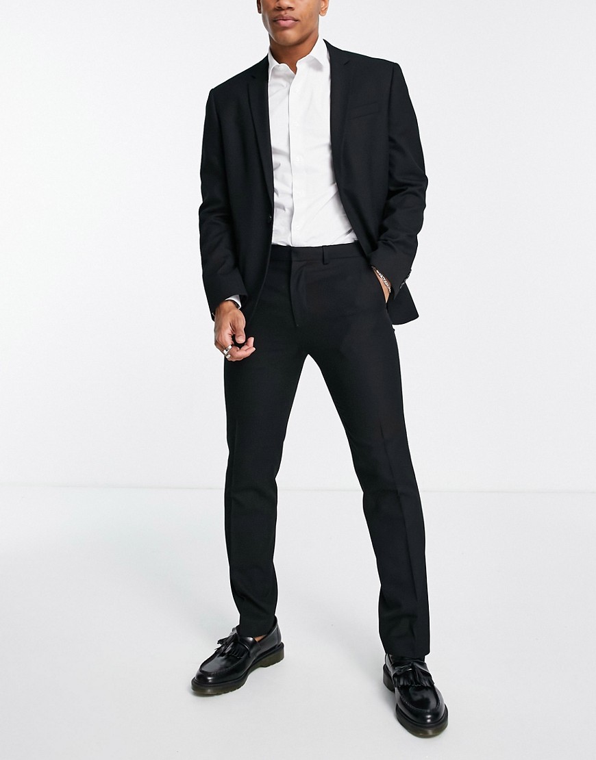 Topman – Schmal geschnittene Anzughose in Schwarz günstig online kaufen