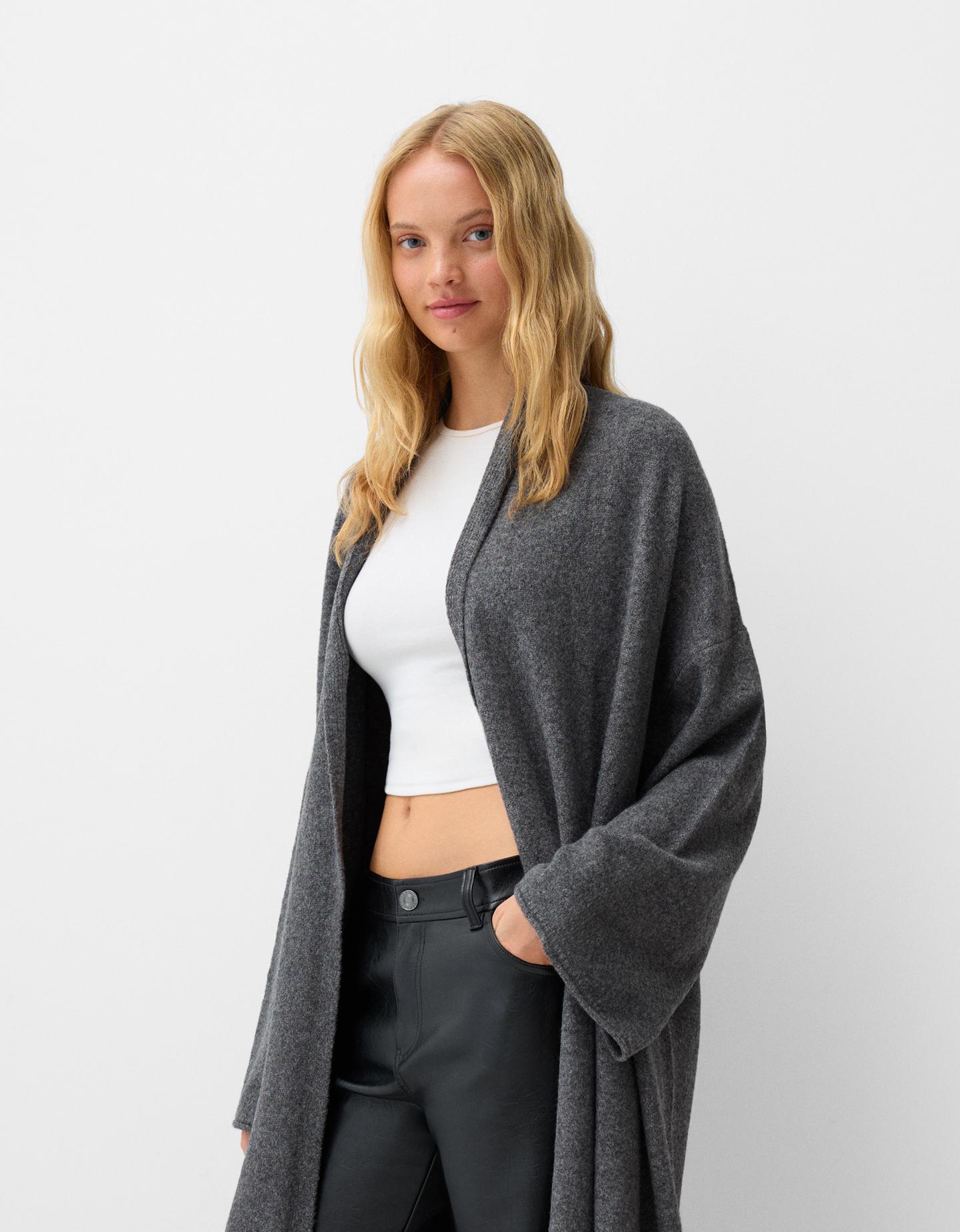 Bershka Maxijacke Damen Xs-S Dunkelgrau günstig online kaufen