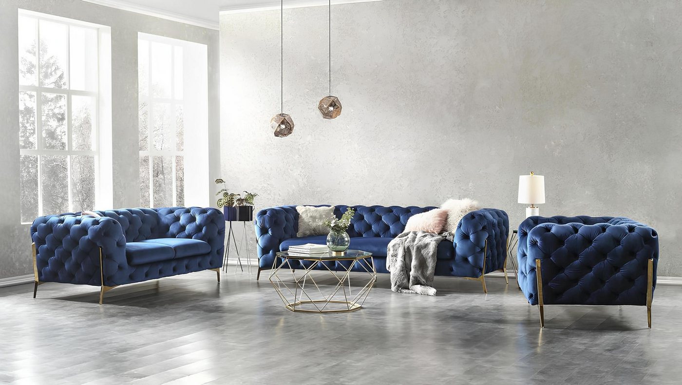 Xlmoebel Sofa XXL Großes Sofa Set Chesterfield-Samt Polstermöbel-Sofagarnit günstig online kaufen