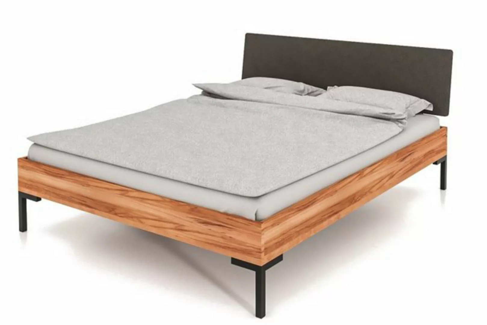 byoak Bett ABIES 160 x 210 aus Massivholz, mit Polsterkopfteil, Naturgeölt günstig online kaufen