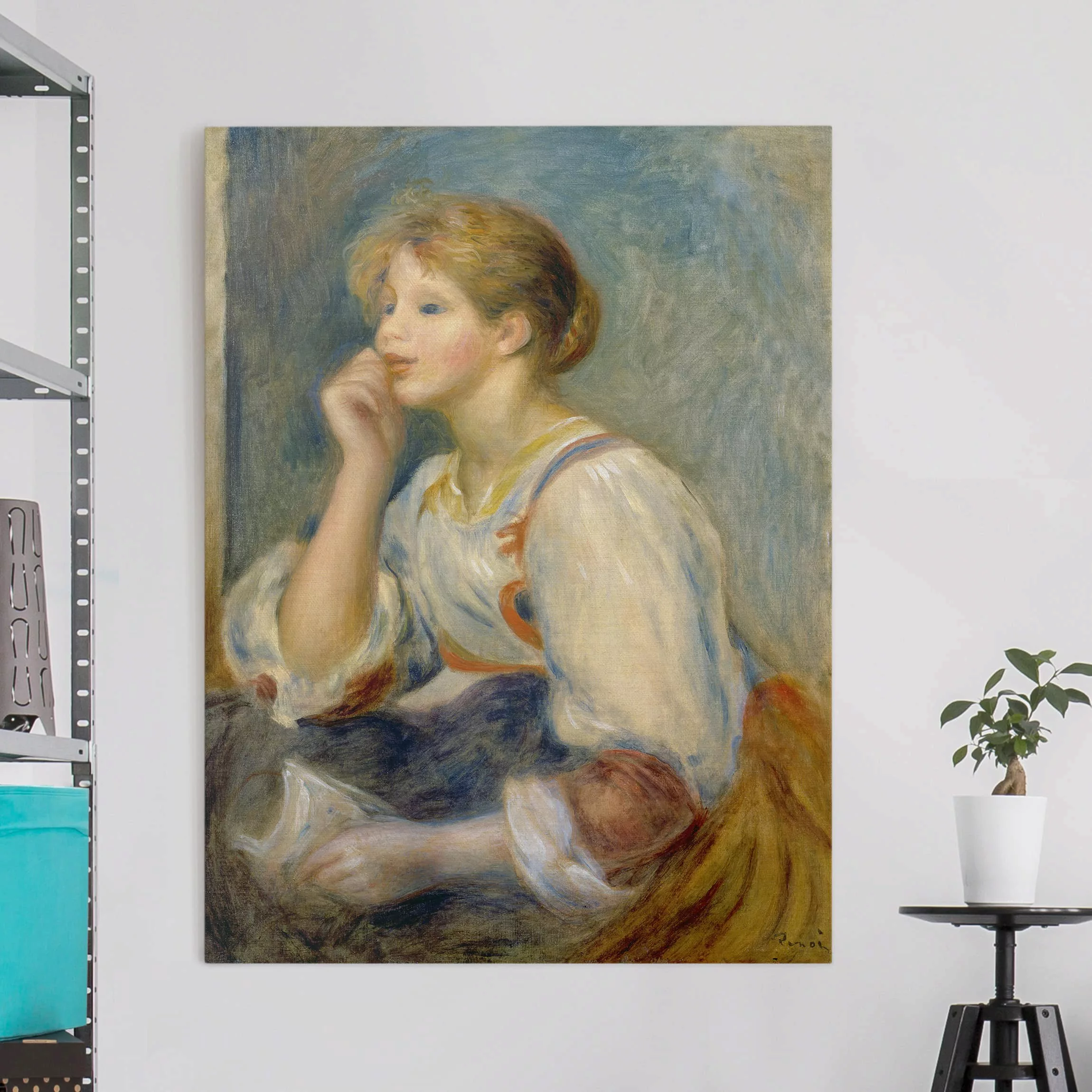Leinwandbild Kunstdruck - Hochformat Auguste Renoir - Junges Mädchen mit Br günstig online kaufen