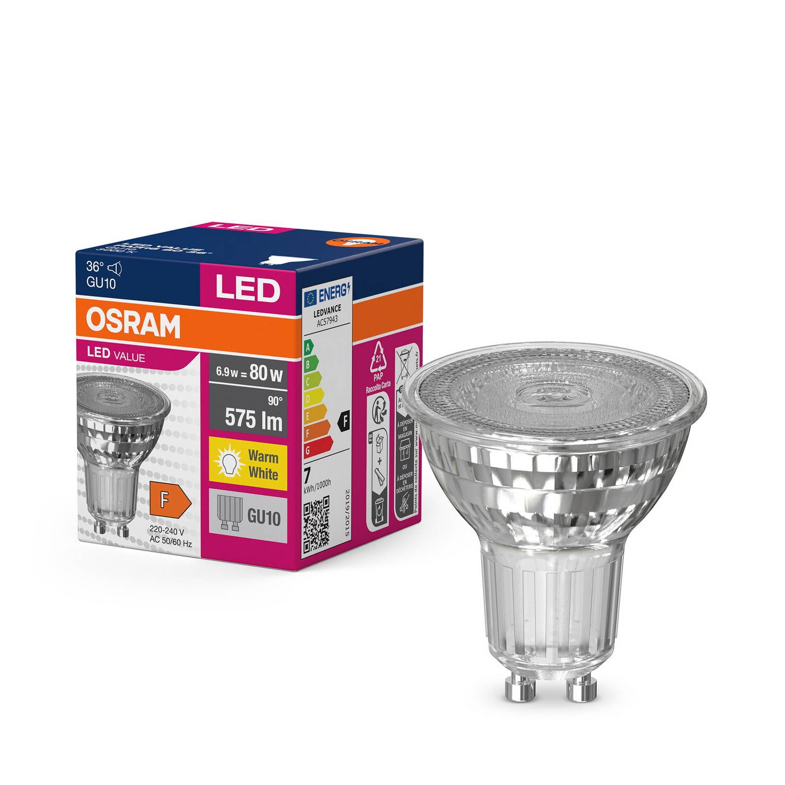 OSRAM LED-Leuchtmittel Reflektor GU10 6,9W 36° 830 klar günstig online kaufen