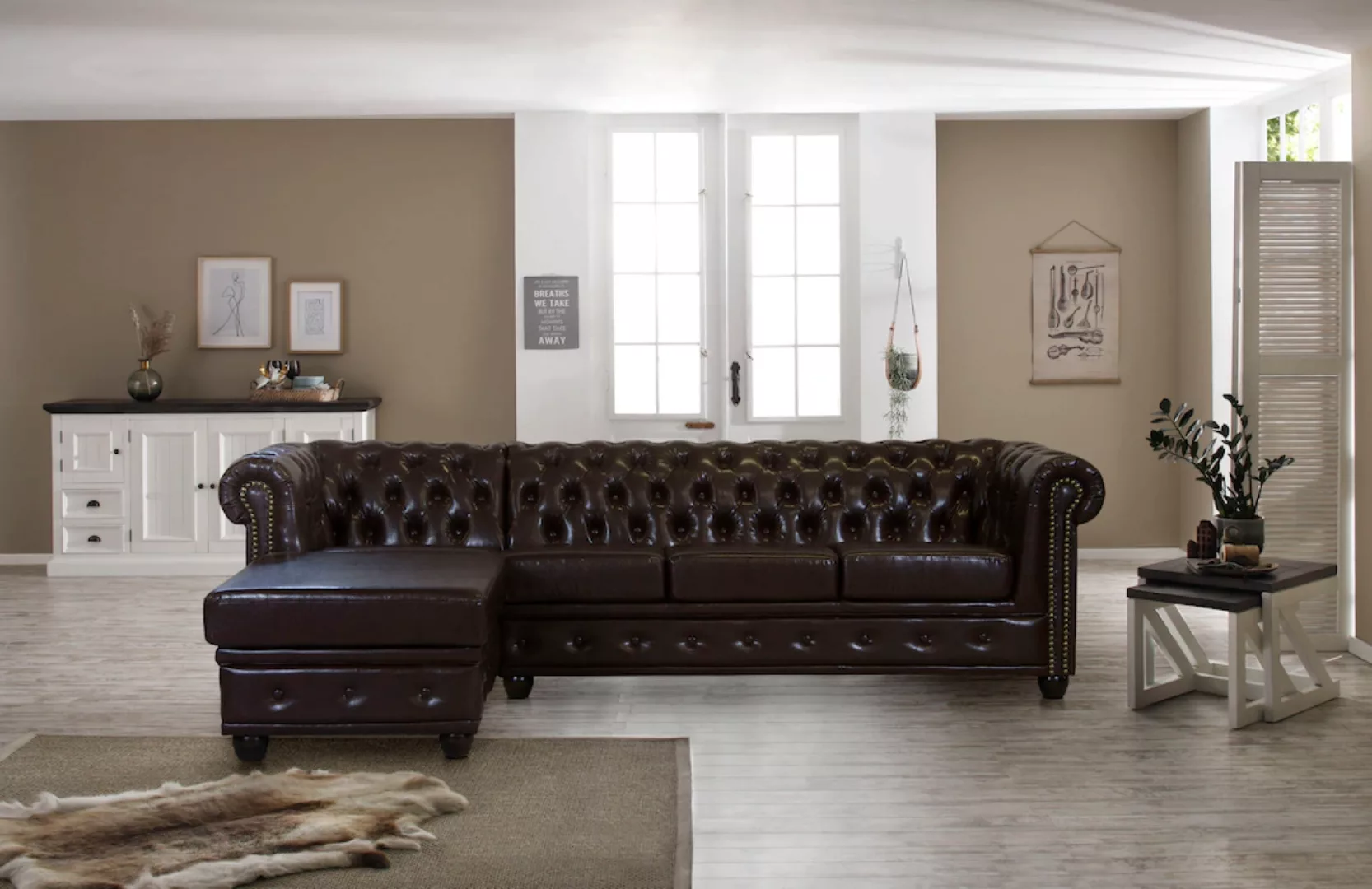 Home affaire Chesterfield-Sofa "Rysum L-Form", Chesterfield-Optik mit Ottom günstig online kaufen