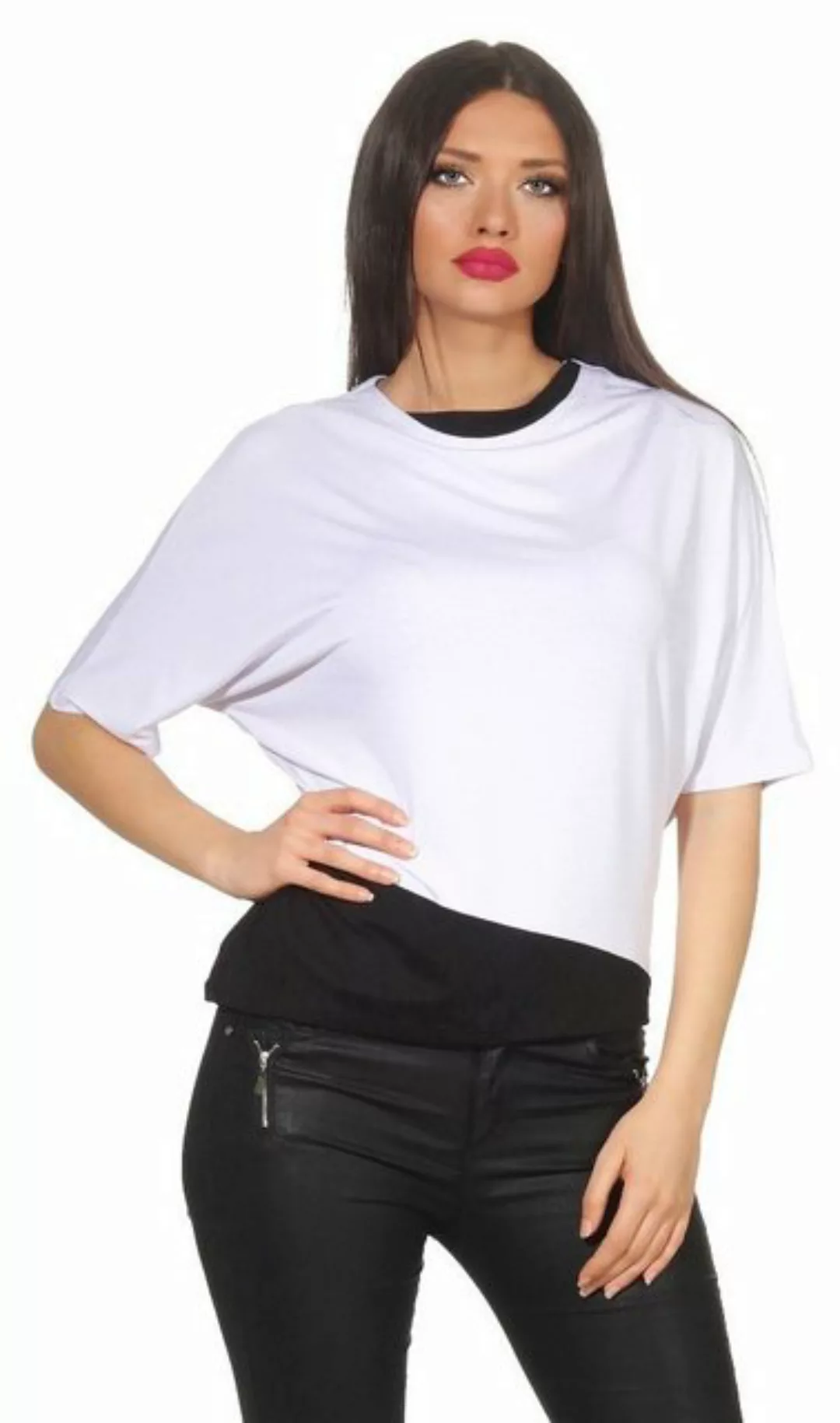 Mississhop Kurzarmshirt Damen 2 in 1 Optik T-Shirt Kurzarmshirt M.305 günstig online kaufen