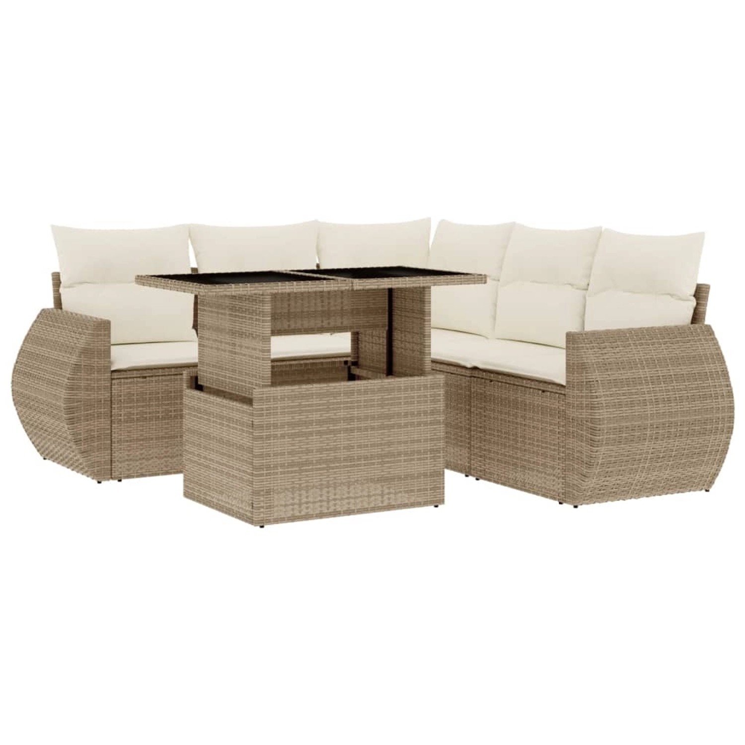 vidaXL 6-Tlg Garten-Sofagarnitur mit Kissen Beige Poly Rattan 3268528 günstig online kaufen