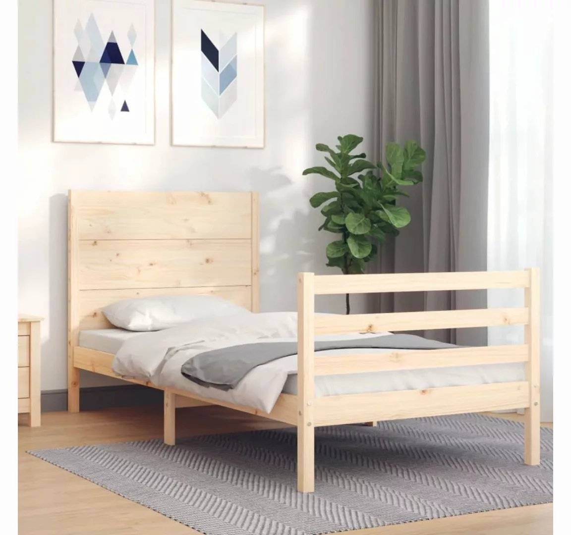 vidaXL Bett Massivholzbett mit Kopfteil günstig online kaufen