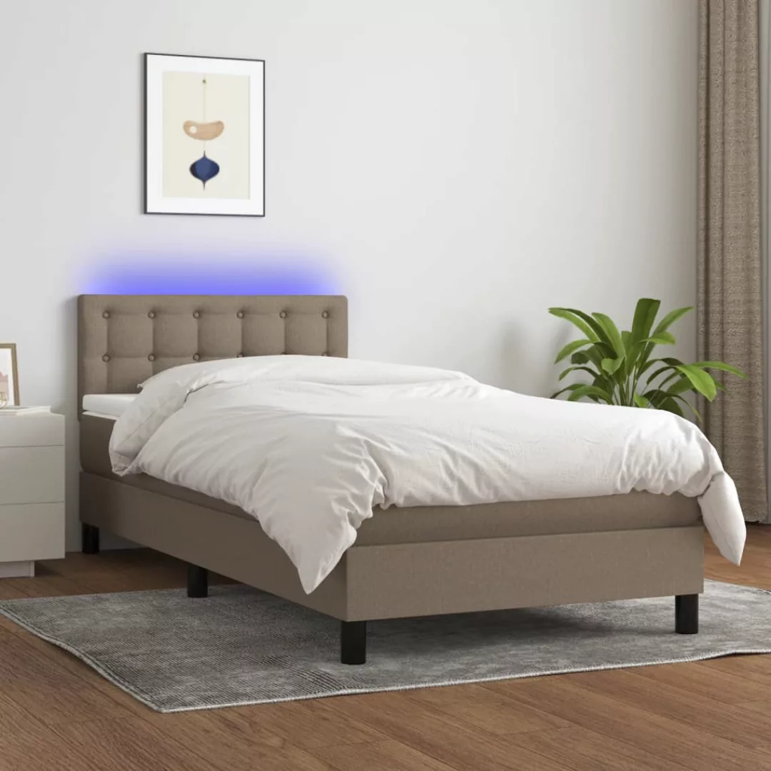 vidaXL Boxspringbett Boxspringbett mit Matratze LED Taupe 100x200 cm Stoff günstig online kaufen