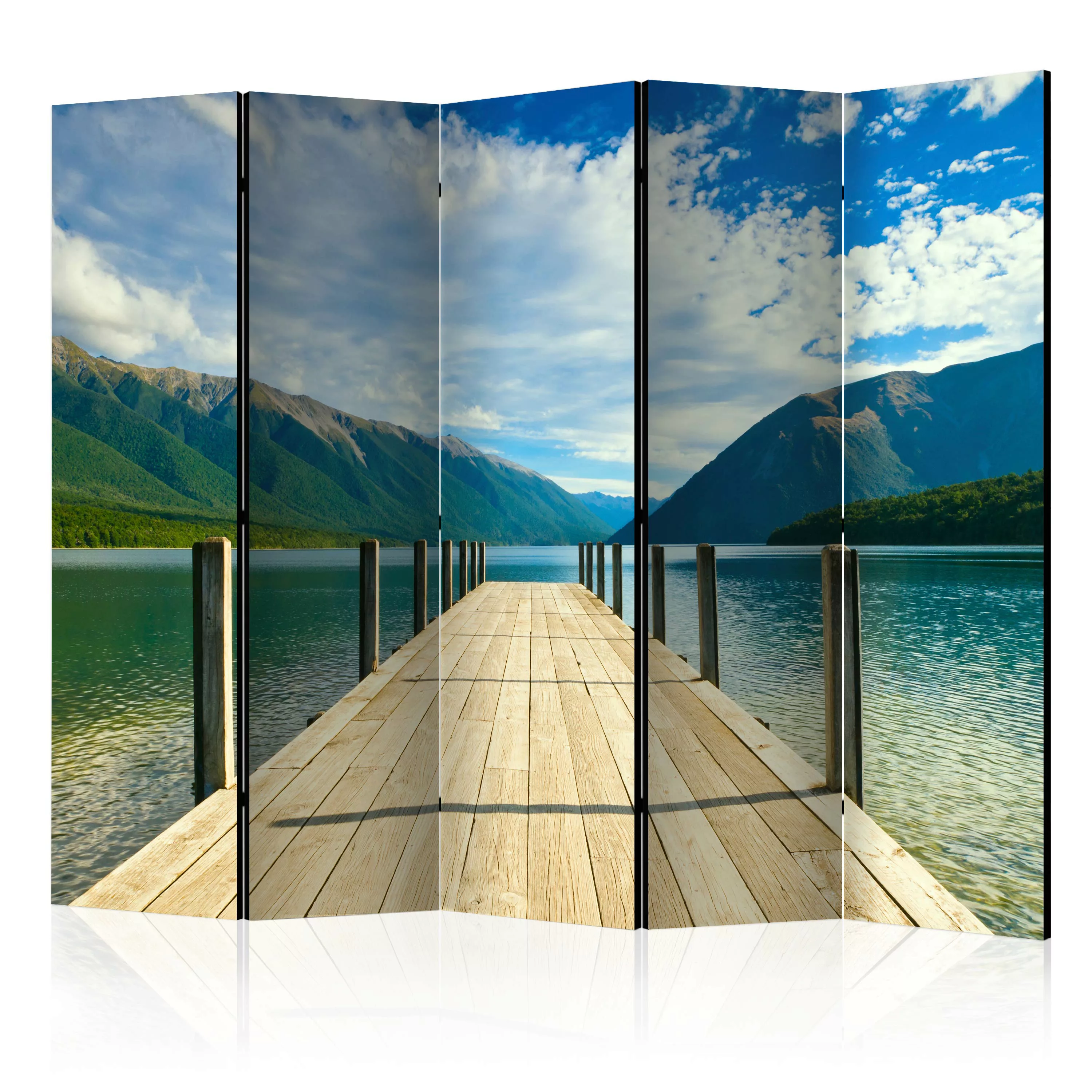 5-teiliges Paravent - Mountain Lake Bridge Ii [room Dividers] günstig online kaufen