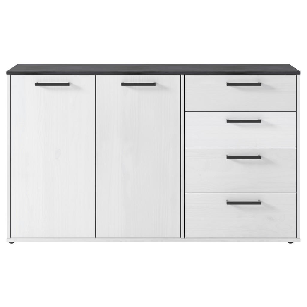 Sideboard Smart 1 Massivholz kiefer weiß schwarz B/H/T: ca. 150x89x40 cm günstig online kaufen