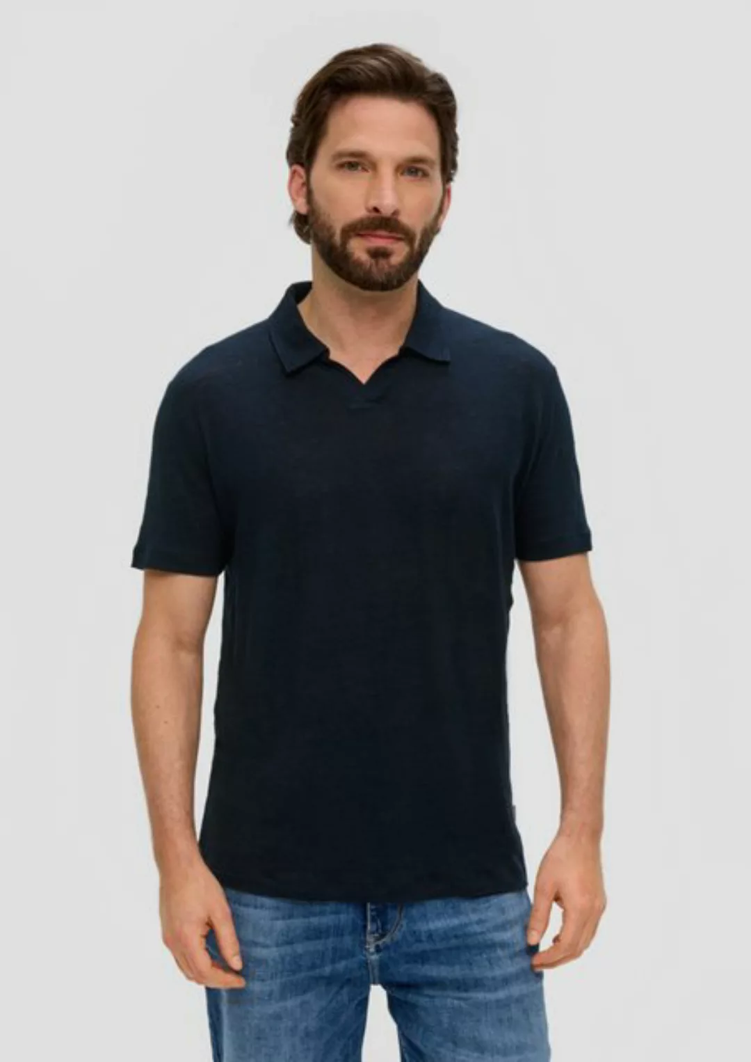s.Oliver Kurzarmshirt Poloshirt aus Leinenmix günstig online kaufen