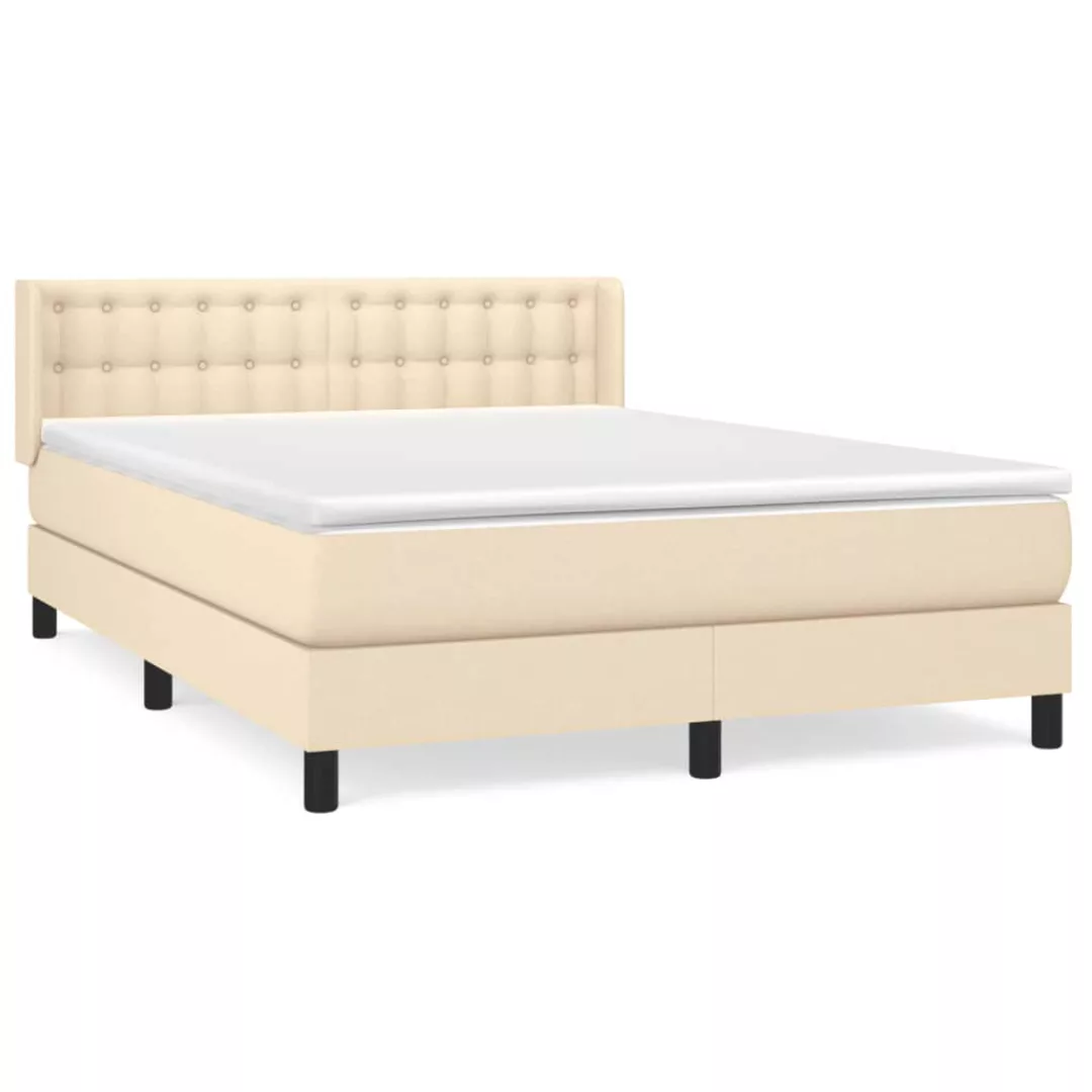 Vidaxl Boxspringbett Mit Matratze Creme 140x200 Cm Stoff günstig online kaufen