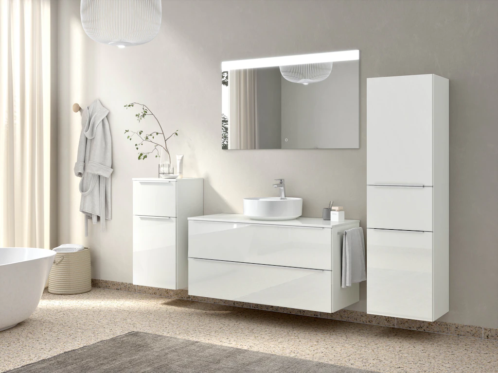 nobilia® Badmöbel-Set »Alvene«, (2 St., vormontiert, mit Soft-Close), Hochg günstig online kaufen
