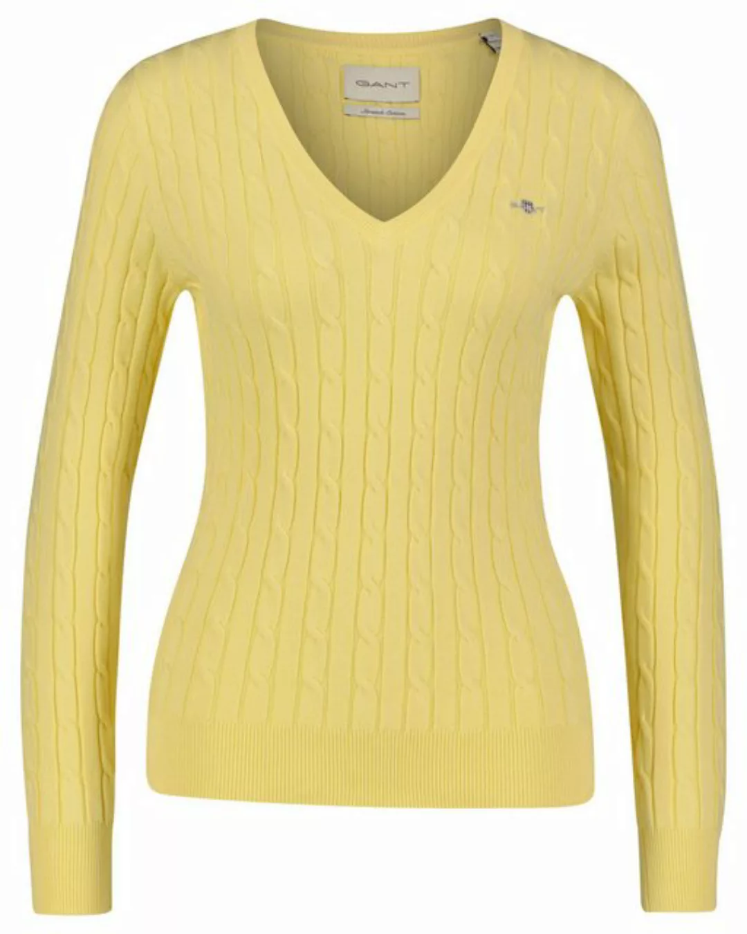 Gant Strickpullover Damen Strickpullover STRETCH COTTON CABLE V-NECK (1-tlg günstig online kaufen