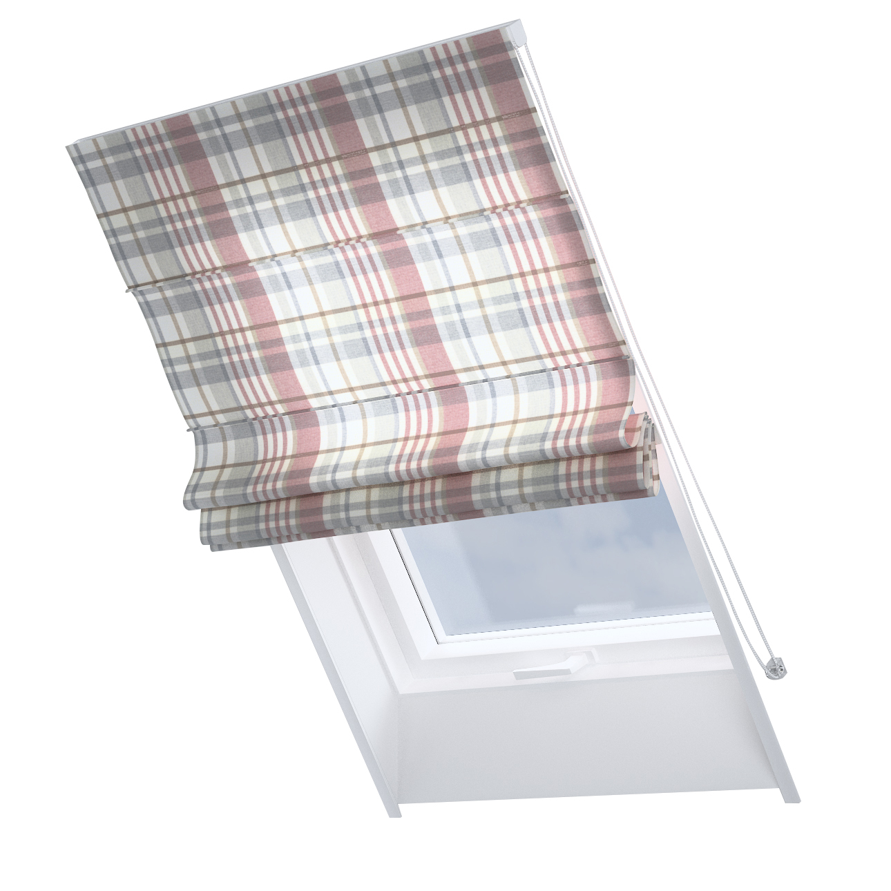 Dekoria Dachfenster-Raffrollo Rimini, rot-grau, 50 x 60 cm günstig online kaufen