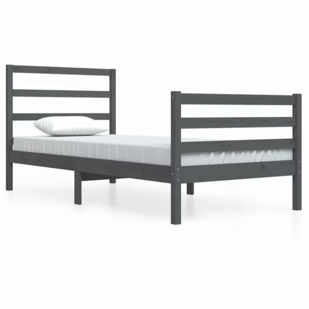 furnicato Bett Massivholzbett Grau Kiefer 90x200 cm günstig online kaufen