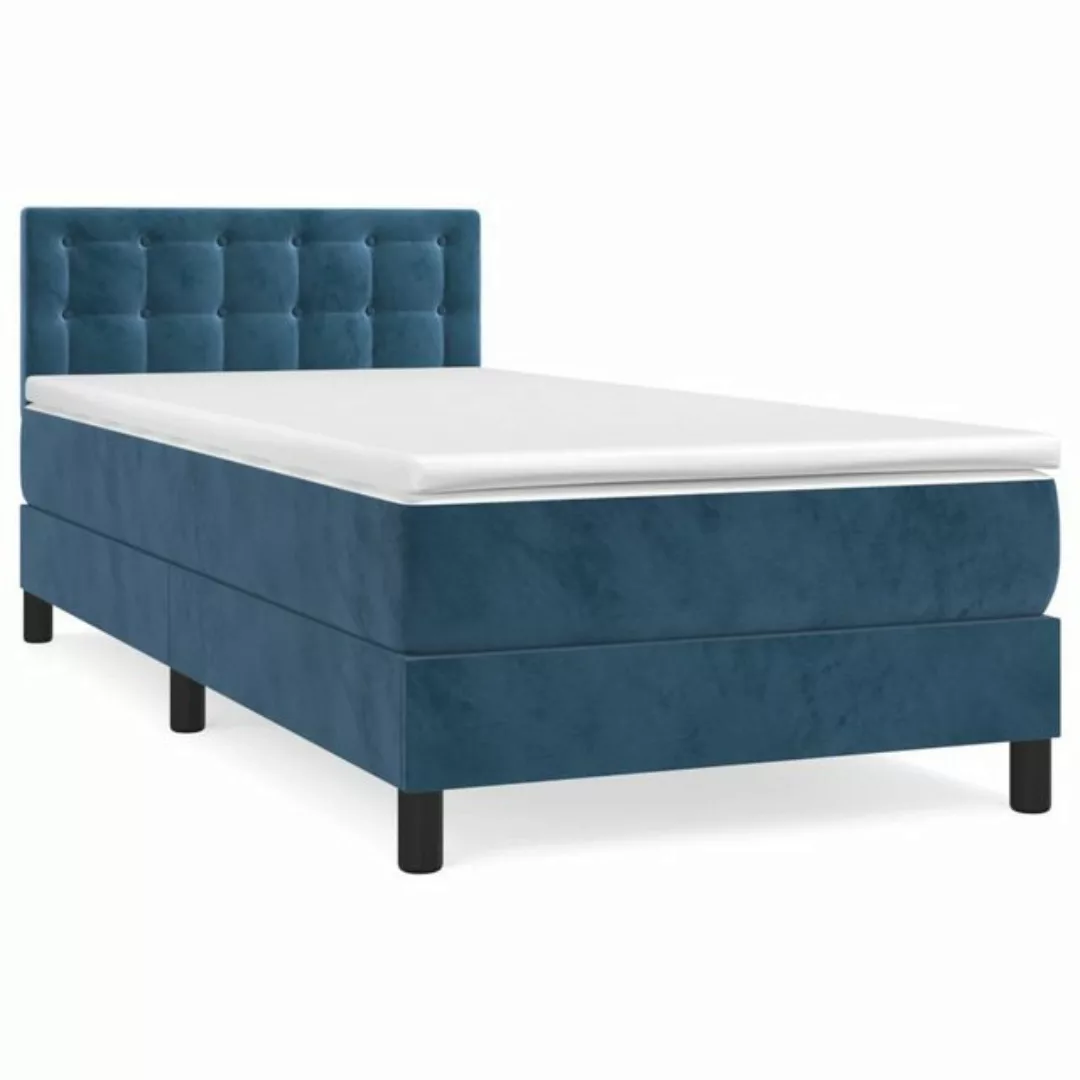 furnicato Bettgestell Boxspringbett mit Matratze Dunkelblau 80x200 cm Samt günstig online kaufen