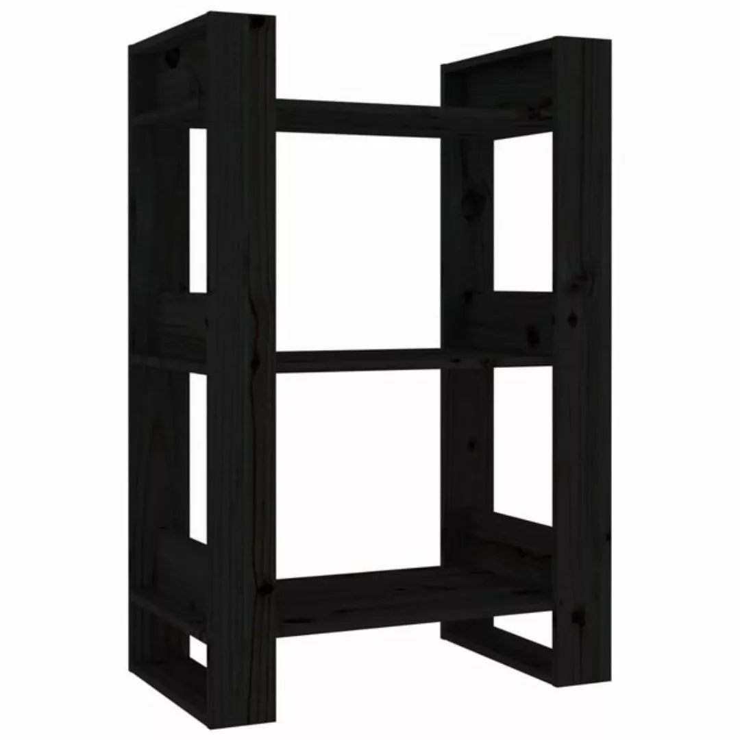 vidaXL Bücherregal Bücherregal/Raumteiler Schwarz 60x35x91 cm Massivholz Ki günstig online kaufen