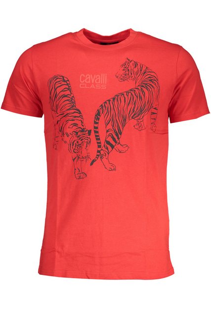 Cavalli Class T-Shirt Rotes Kurzarm Herren T-Shirt mit Print und Rundhals günstig online kaufen