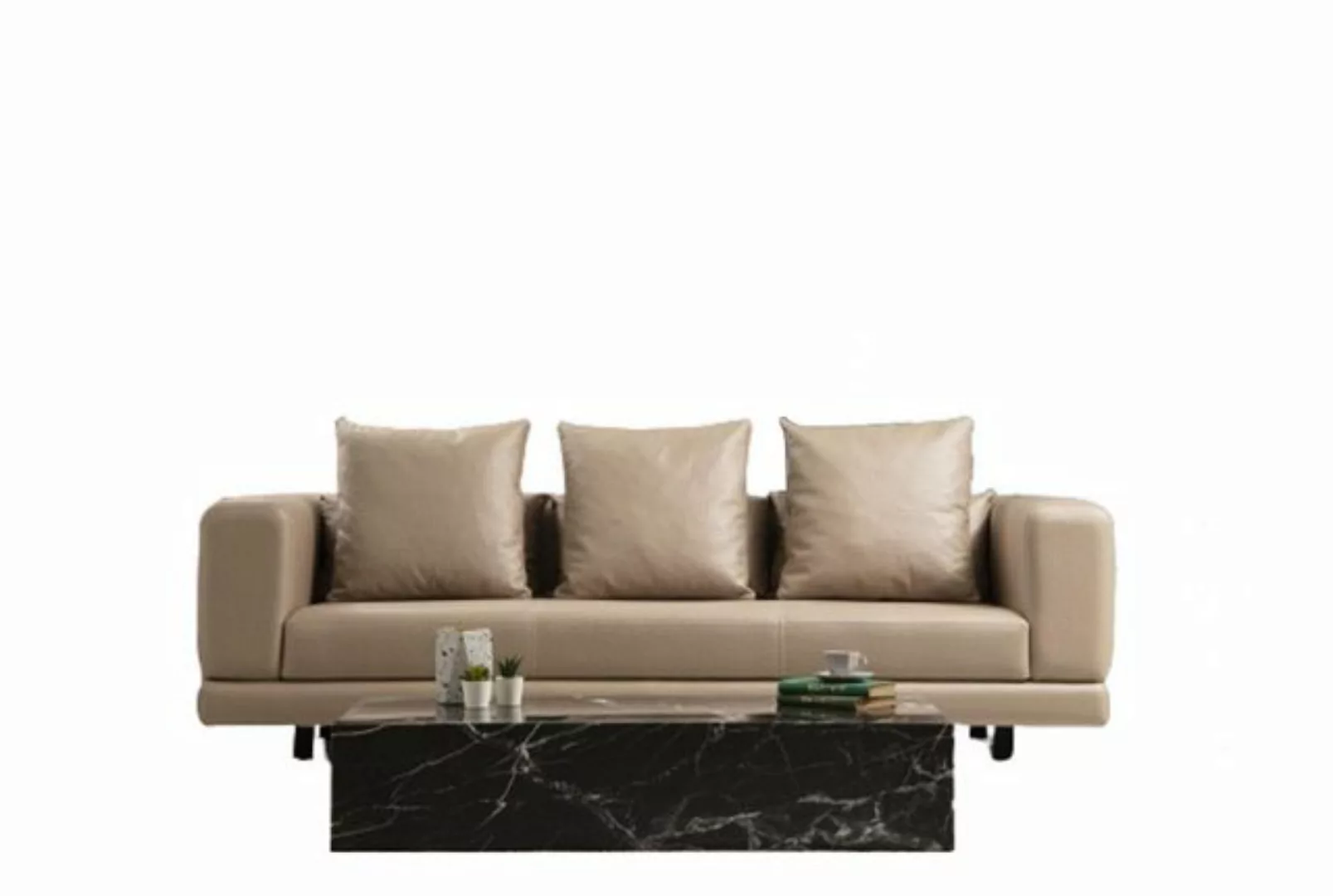 JVmoebel Sofa Dreisitzer Couch Beige Sofa 3 Sitzer Polstersofa Modern Kunst günstig online kaufen