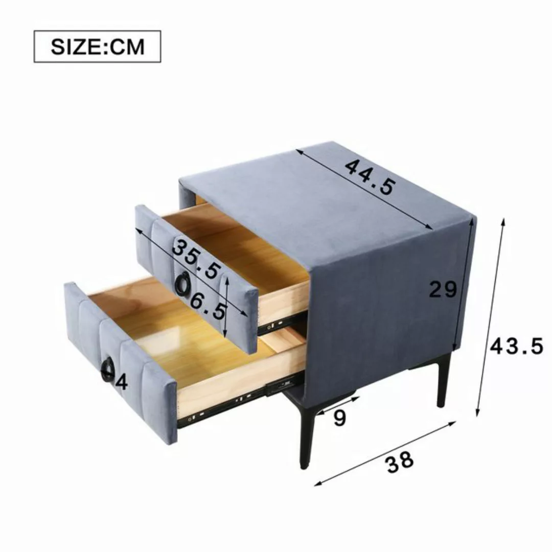 HAUSS SPLOE Polsterbett Nachttisch mit 2 Schubladen mit geräuschlosen Gleit günstig online kaufen